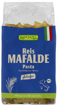 Pâtes MAFALDE (lasagnettes) au riz complet BIO vegan sans gluten, sans lait, sans oeufs, sans coque, sans arachide Rapunzel : 250g