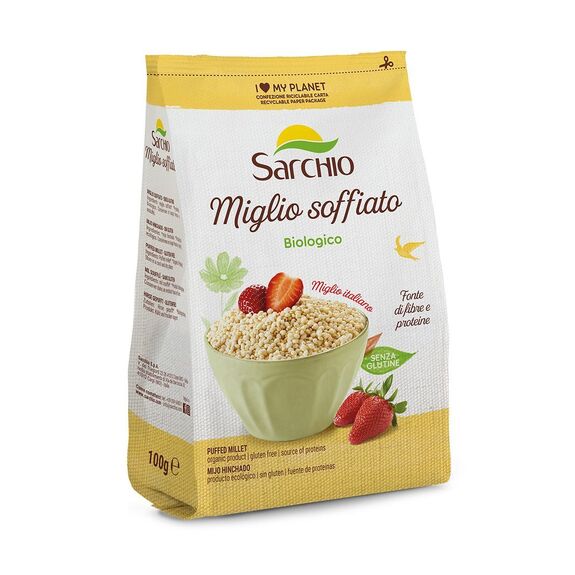 MILLET SOUFFLÉ complet BIO vegan sans allergènes Sarchio : 100 grammes