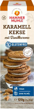 Biscuits au CARAMEL fourrés d'une crème vanille vegan sans allergènes Hammermülhe : 120 grammes