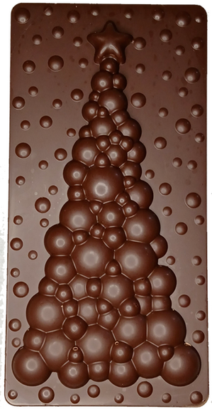 Grande tablette SAPIN DE NOËL avec boules en chocolat ALTERNATIVE au lait (sans lait) BIO vegan sans allergènes Exquidia : 100g