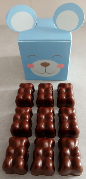 9 PETITS OURSONS (CUBE) en chocolat ALTERNATIVE au lait (sans lait) BIO vegan sans allergènes Exquidia : 54g