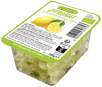 Cubes d'écorces de citron confites BIO vegan sans allergènes Rapunzel : 100 grammes