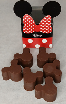 Cube Rouge et Noir Minnie + 6 chocolats assortis Alternative au lait (sans lait) BIO vegan sans allergènes Exquidia : 63g