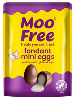 FONDANT MINI EGGS (mini oeufs fourrés au CARAMEL) vegan sans allergènes Moo Free : 84 grammes