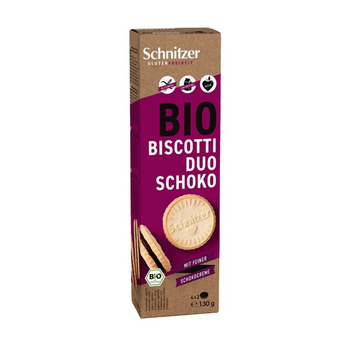 Biscuits DUO fourrés à la crème au CHOCOLAT BIO vegan sans allergènes Schnitzer : 130 grammes