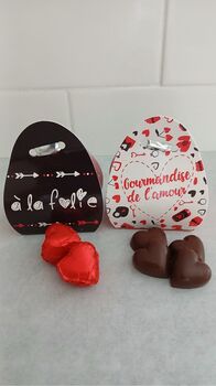 Panier Saint- Valentin + coeurs en chocolat Alternative au lait (sans lait) BIO vegan sans allergènes Exquidia : 17g
