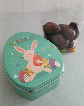 Boîte Happy Easter + 18 demi-oeufs craquelés Alternative au lait (sans lait) BIO vegan sans allergènes Exquidia : 120g