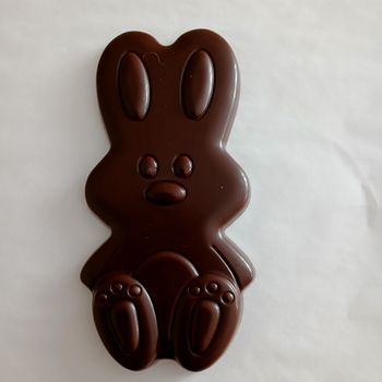 Irrésistible LAPIN de Pâques PLAT en chocolat NOIR 69% SUAVE BIO vegan sans allergènes Exquidia : 82g