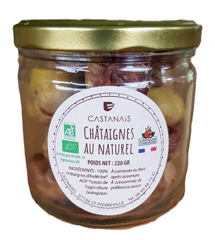 Châtaignes au Naturel AOP d'Ardèche BIO vegan sans allergènes Castanaïs : 220 grammes