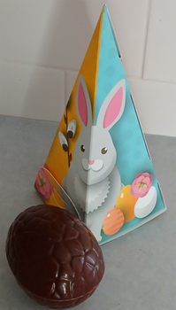 Cône LAPIN GROS OEUF de Pâques CREUX en chocolat ALTERNATIVE au lait (sans lait) BIO vegan sans allergènes Exquidia : 110g