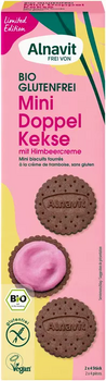 8 MINI BISCUITS au cacao fourrés à la crème de framboise BIO vegan sans allergènes Alnavit : 125 grammes