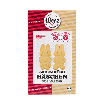 Biscuits LAPINS BIO vegan sans gluten sans lait sans oeufs sans soja sans arachide Werz : 125 grammes