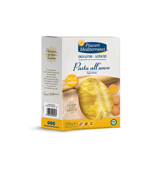 TAGLIATELLES aux oeufs et au riz semi-intégral sans gluten, sans lait, sans soja, sans coque, sans arachide Piaceri Mediterranei : 250g