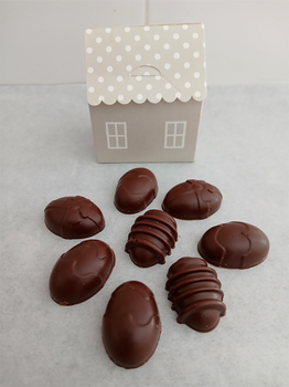 8 MINI oeufs de Pâques (Maison TAUPE) en chocolat ALTERNATIVE au lait (sans lait) BIO vegan sans allergènes Exquidia : 50g