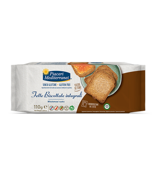 BISCOTTES complètes (Fette Biscottate Integrali) vegan sans allergènes PIACERI MEDITERRANEI : 110 grammes
