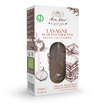 Pâtes LASAGNES au sarrasin BIO vegan sans gluten, sans lait, sans oeufs, sans coque, sans arachide Pasta Natura : 250g