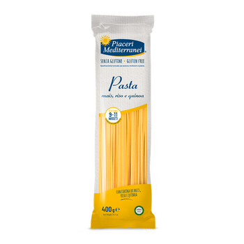 Pâtes LINGUINE (maïs, riz, quinoa) vegan sans gluten sans lait sans oeufs sans coque sans arachide Piaceri Mediterranei : 400g
