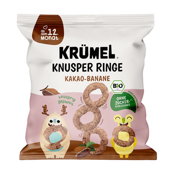 ANNEAUX croustillants au cacao et à la banane BIO vegan sans allergènes Krümel : 20 grammes