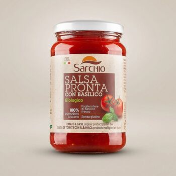 Sauce TOMATE BASILIC prête à l'emploi BIO vegan sans allergènes Sarchio : 340 grammes