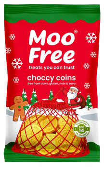 CHOCCY COINS (Pièces en chocolat) vegan sans allergènes Moo Free : 49 grammes