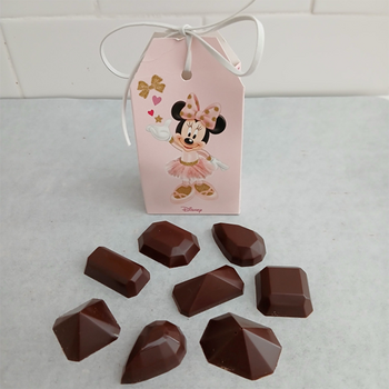 MINNIE ballerine et ses 8 diamants en chocolat NOIR ONCTUEUX 60% BIO vegan sans allergènes Exquidia : 40g