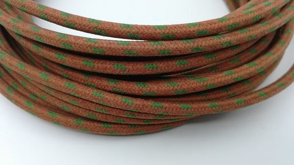 Fil coton tressé marron/vert 3²