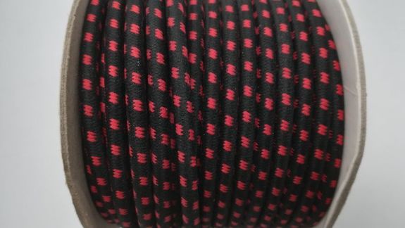 Fil de bougie coton tressé noir et rouge
