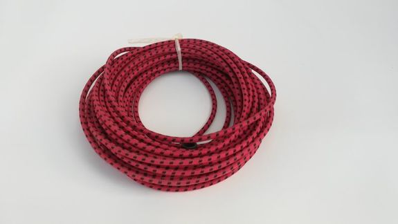 Fil de bougie coton tressé rouge et noir