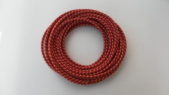 Fil de bougie coton tressé rouge et jaune