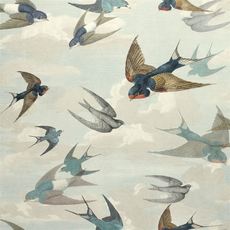John Derian Chimney Swallows Sky Blue wallpaper