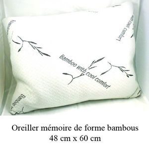 Oreiller mémoire de forme bambous 48 cm x 60 cm
