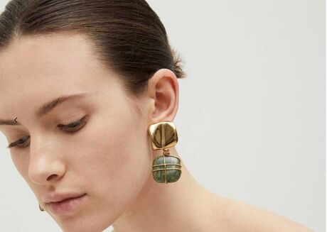 Boucles d'oreilles Gas Rainbow Square dorées Vessonite