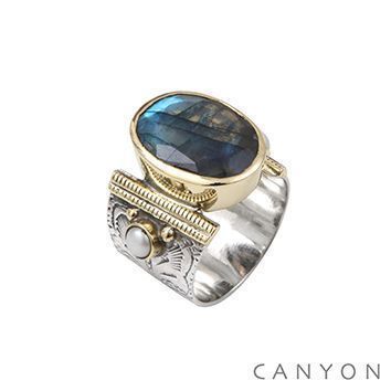 Bague Canyon en argent 925 pierre ovale labradorite