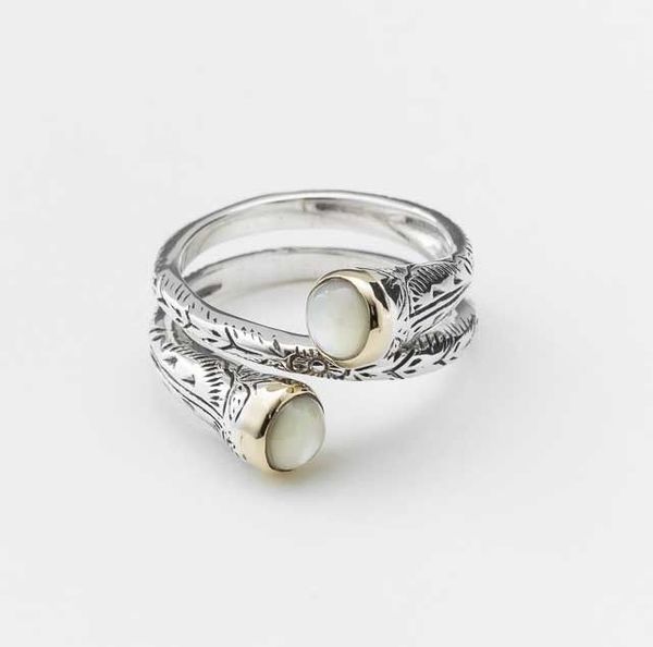 Bague jonc en argent massif et nacre T 56 - Montres & Bijoux Bague jonc en argent massif et nacre T 56 - Montres & Bijoux