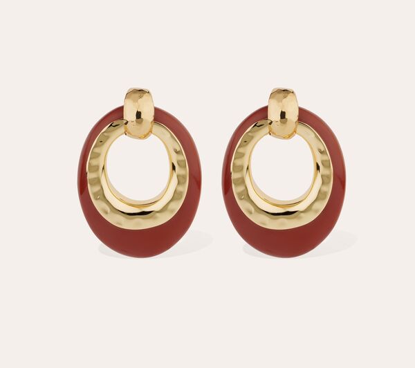 Boucles d'oreilles Gas Selva gm acétate dorées ocre rouge