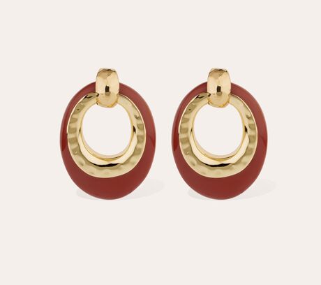 Boucles d'oreilles Gas Selva gm acétate dorées ocre rouge