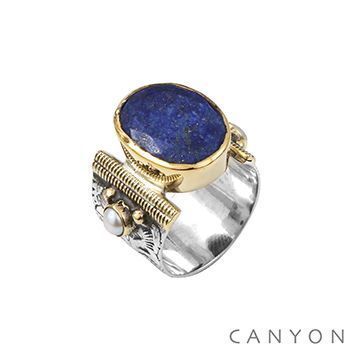 Bague Canyon en argent 925 pierre ovale Lapis T 56