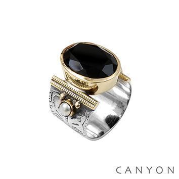Bague Canyon en argent 925 pierre ovale onyx