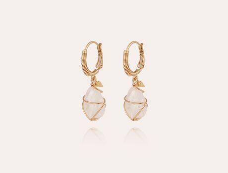 Boucles d'oreilles Gas Tao Rainbow dorées Cristal de roche