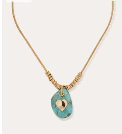 Collier Gas Galet doré turquoise