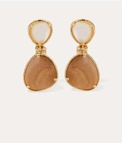 Boucles d'oreilles Gas Silia bois et nacre blanche
