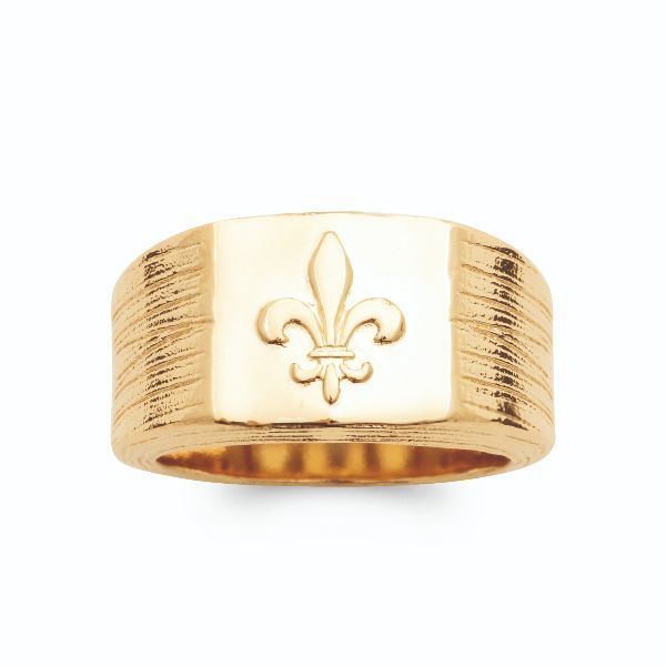 Bague chevalière rectangle fleur de lys - Main Image