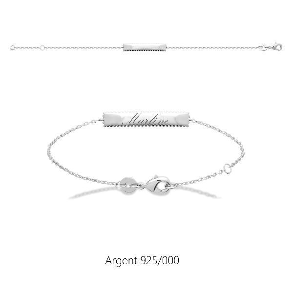 Bracelets gravés en argent massif et personnalisés avec un prénom