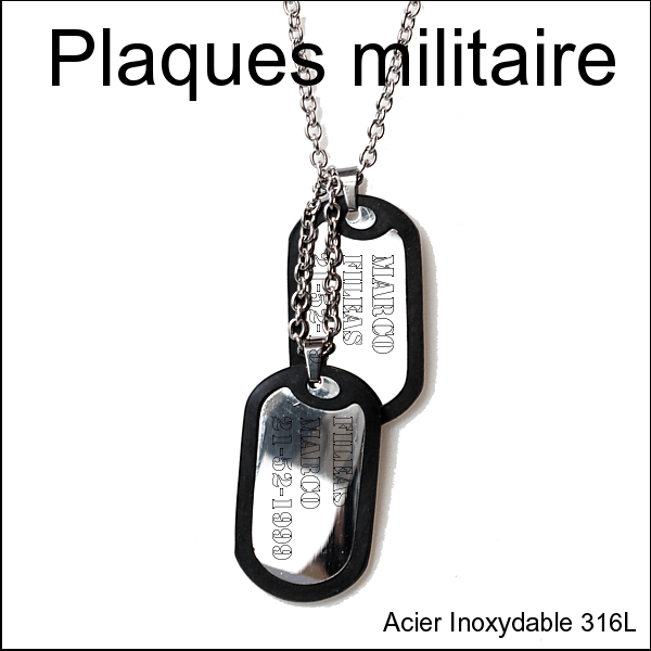 Collier Argent Collier Plaque Militaire Personnalisable Chaine De