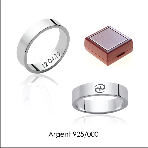 Bague argent personnalisé homme gravée 5 mm Bague argent personnalisé homme gravée 5 mm