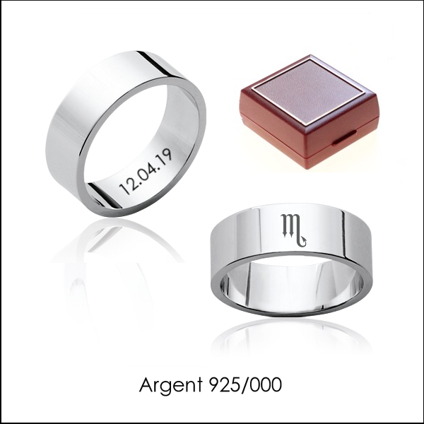 Anneau LARGE argent PERSONNALISABLE interieur exterieur