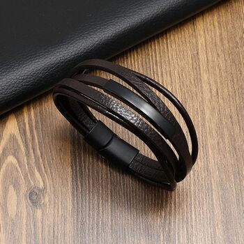 Bracelet Homme Cuir Bracelet Croix Bracelet Femme Tressé Noir Bracelets