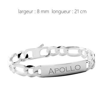 Gourmette homme en argent avec prénom - 6 mm x 20 cm Gourmette homme en argent avec prénom - 6 mm x 20 cm