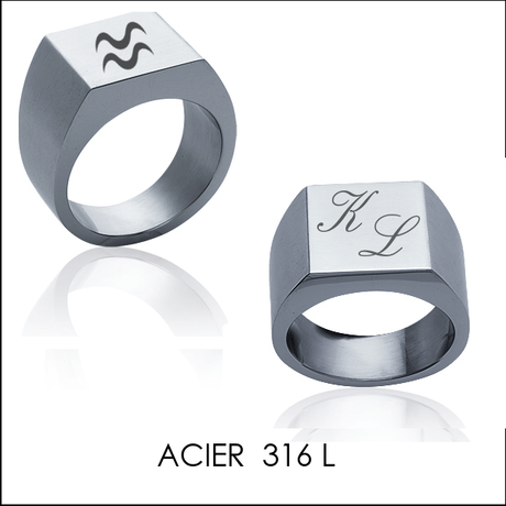 Bague Argent Gravure Géométrique 14mm Wycian - Sceau Unisexe, Cadeau Personnalisé Pour Sœur, Couple, Ami