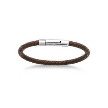 Bracelet cuir tressé marron